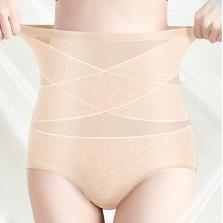 "Kvinnor silkes högmidjade kroppsformande trosor med korsdesign i eleganta och smickrande stil, sömlös och bekväm passform."