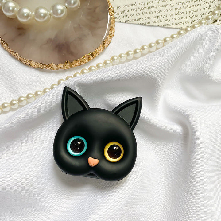 "Kvinnors 3D söt katt-telefonhållare med minispegel, rosa design, multifunktionell, hållbar ABS-material."