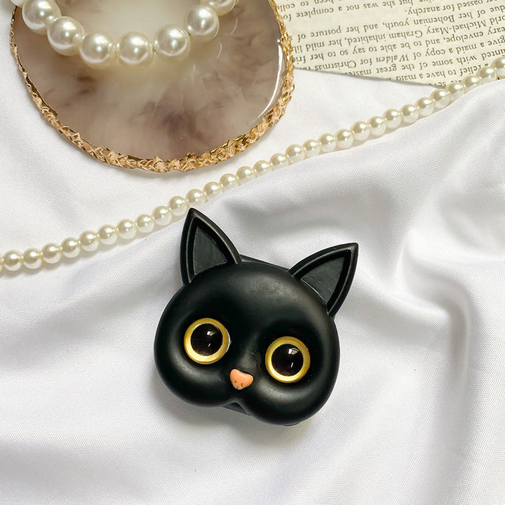 "Kvinnors 3D söt katt-telefonhållare med minispegel, rosa design, multifunktionell, hållbar ABS-material."