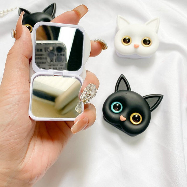 "Kvinnors 3D söt katt-telefonhållare med minispegel, rosa design, multifunktionell, hållbar ABS-material."