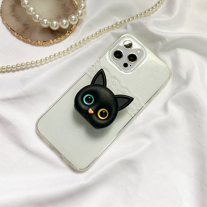 "Kvinnors 3D söt katt-telefonhållare med minispegel, rosa design, multifunktionell, hållbar ABS-material."