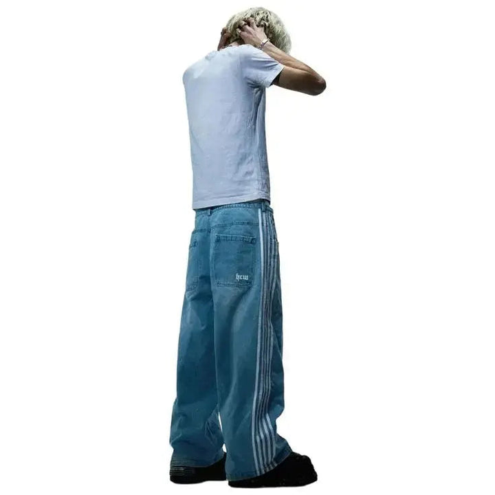 Trendiga kvinnors baggy jeans med hög midja, perfekt för Y2K och streetwear mode