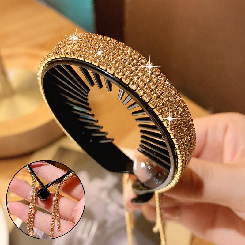 "Kvinnors elegant hårklämma med rhinestone pom pom, glänsande yta, silverfärgad, för alla hårtyper, perfekt accessoar."