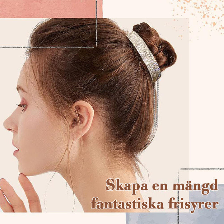 "Kvinnors elegant hårklämma med rhinestone pom pom, glänsande yta, silverfärgad, för alla hårtyper, perfekt accessoar."