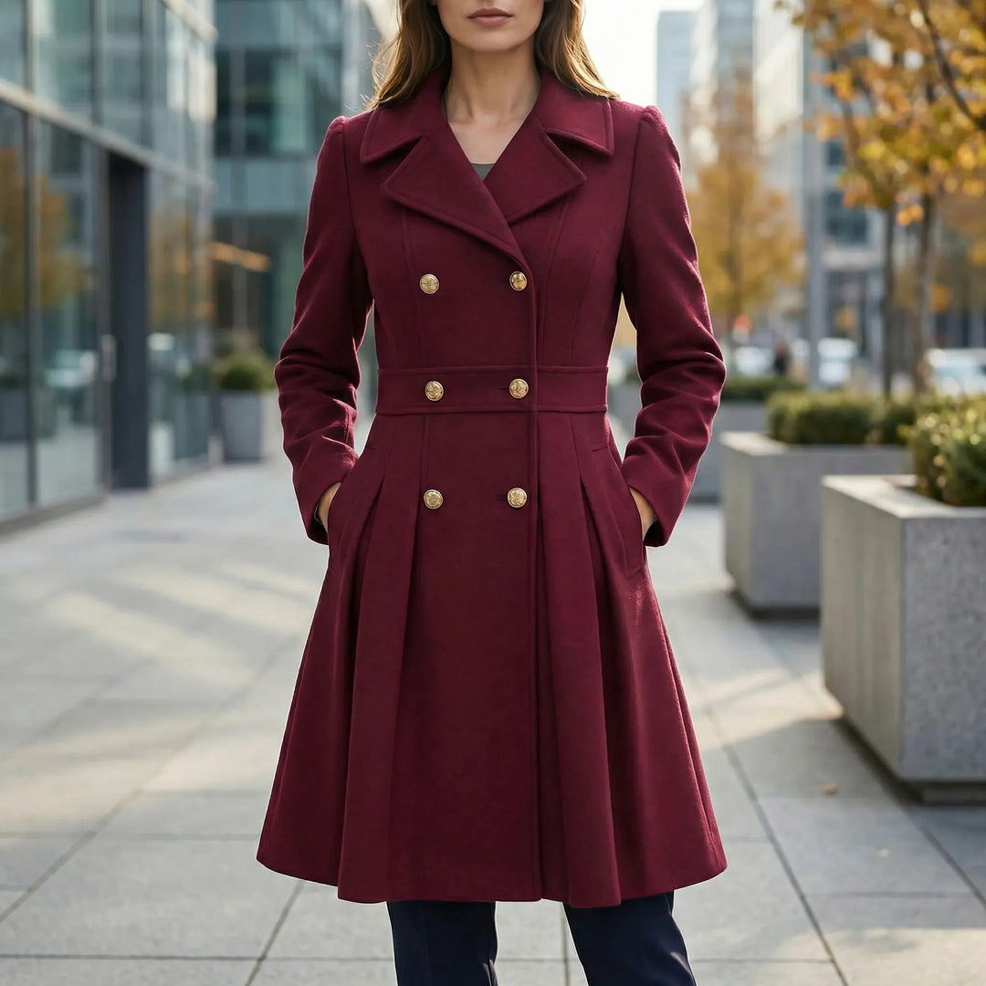 Kvinnors figursydda kortkappa "Leah", ett elegant ytterplagg med tidlös design för hösten.