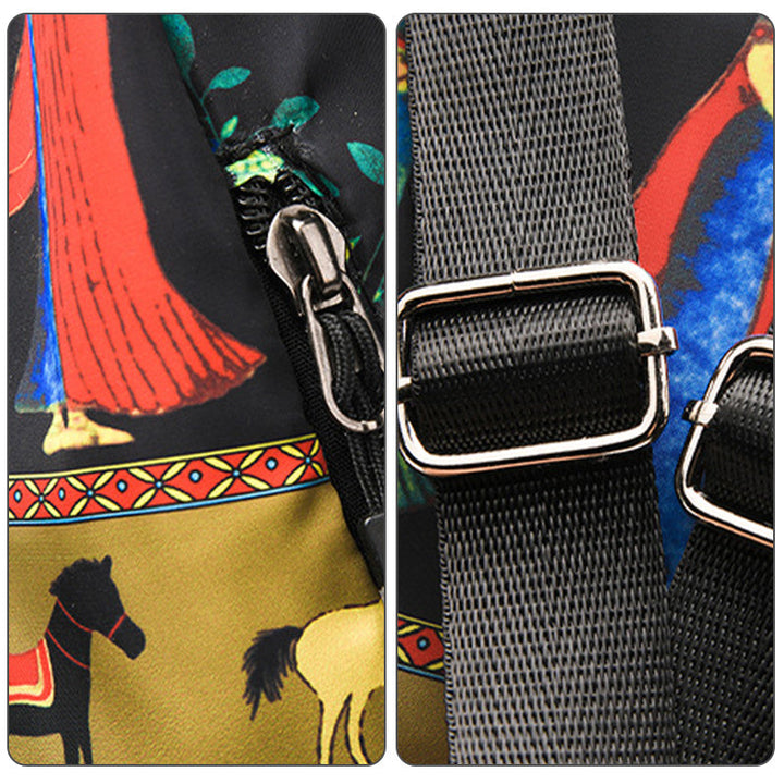 "Kvinnors hopfällbar dragsnöre sportryggsäck, stor kapacitet, elefantmönster, vattenavvisande nylon, justerbara remmar."