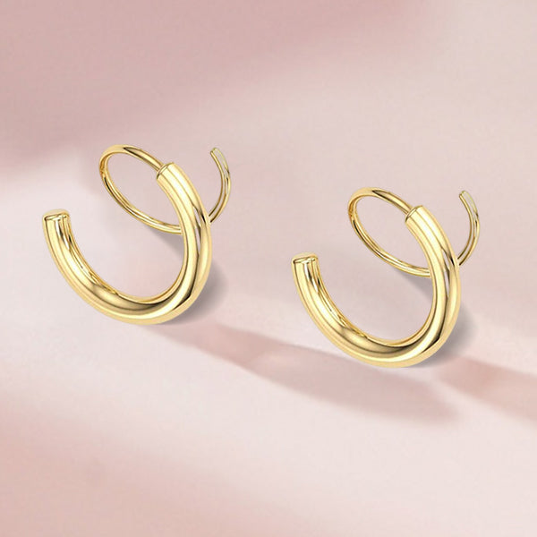 "Kvinnors kopparörhängen i spiralform med 14k guldplätering, elegant design för alla tillfällen."