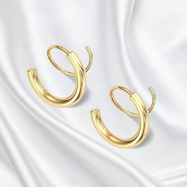 "Kvinnors kopparörhängen i spiralform med 14k guldplätering, elegant design för alla tillfällen."