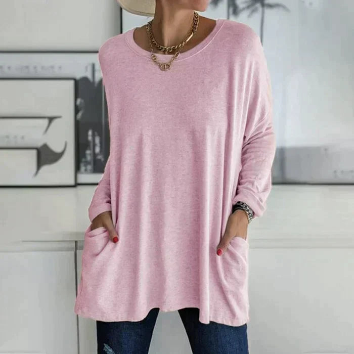 Elegant långärmad tunika för kvinnor, vintermode med komfort och färgglad design.
