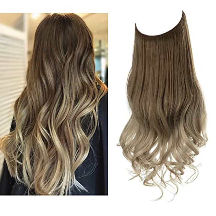 Bruna syntetiska hårextensions, 40 cm. För kvinnor som söker naturlig längd & volym.