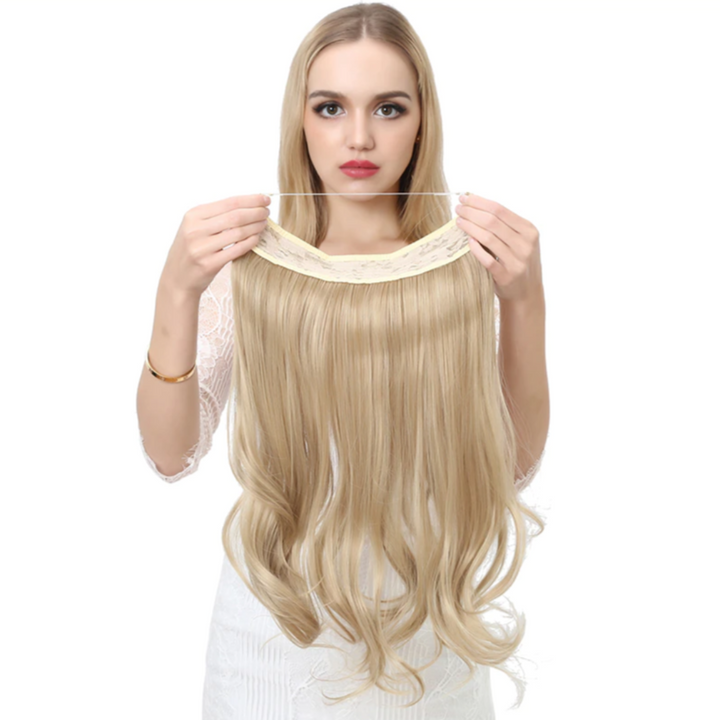 Blonda syntetiska 40 cm osynliga hårextensions för ökad längd & volym.