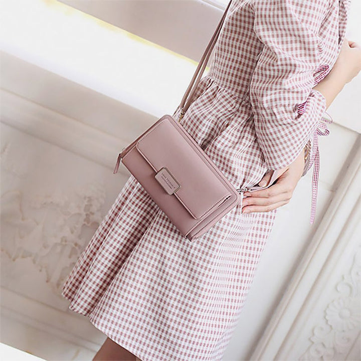 "Kvinnors quiltad crossbody-telefonväska i PU-läder, röd, med justerbara remmar och elegant mönster, perfekt för dagligt bruk