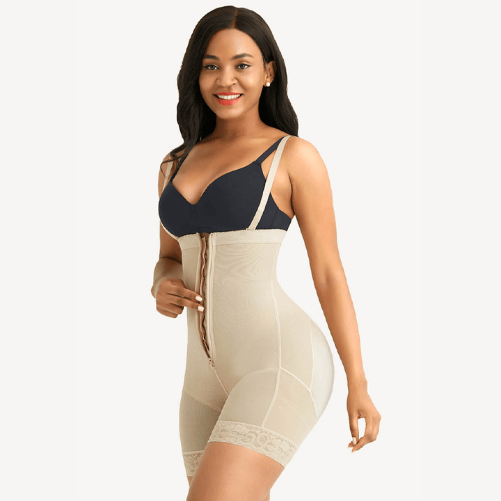 "Kvinnors shapewear bodysuit med höftlyft, magkontroll, U-formad bystförstärkare, svart material, elegant skärning"