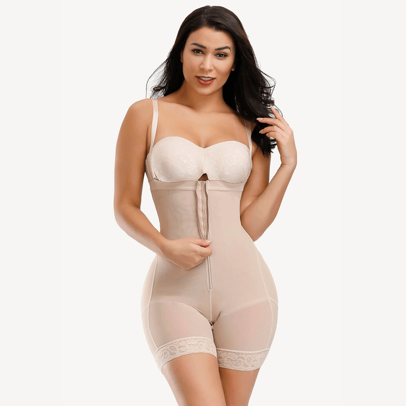 "Kvinnors shapewear bodysuit med höftlyft, magkontroll, U-formad bystförstärkare, svart material, elegant skärning"
