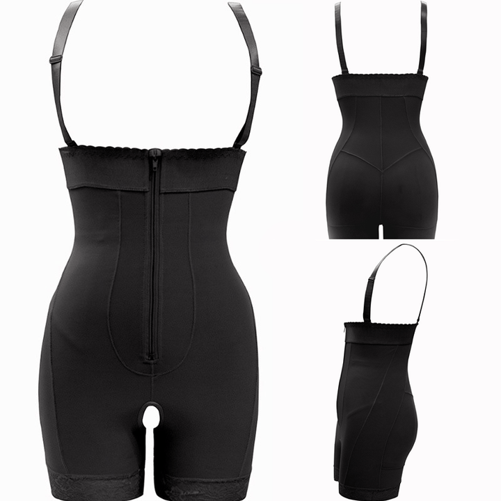 "Kvinnors shapewear bodysuit med höftlyft, magkontroll, U-formad bystförstärkare, svart material, elegant skärning"