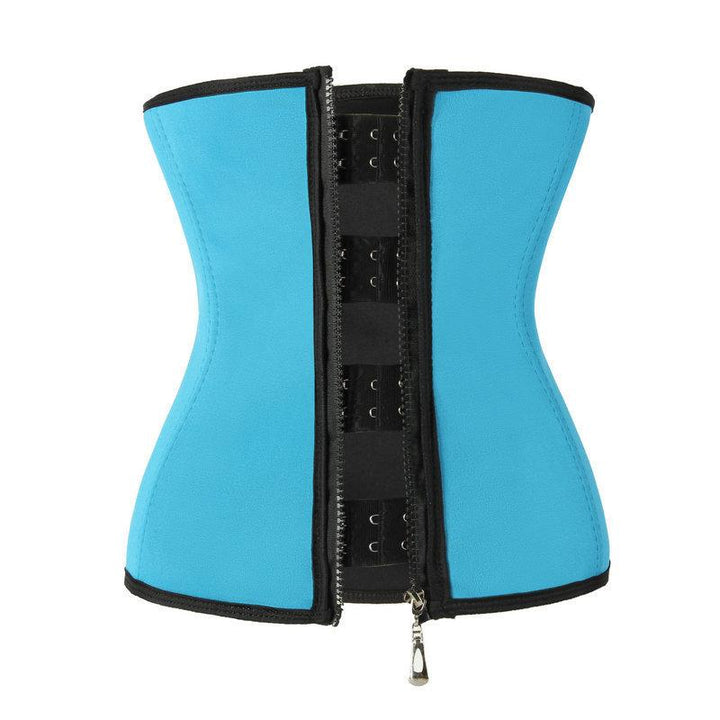 "Kvinnors shapewear träningsbälte för viktminskning i spandex, tillgänglig i blå, lila, svart, rosa, ger kompression."