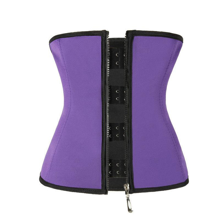 "Kvinnors shapewear träningsbälte för viktminskning i spandex, tillgänglig i blå, lila, svart, rosa, ger kompression."