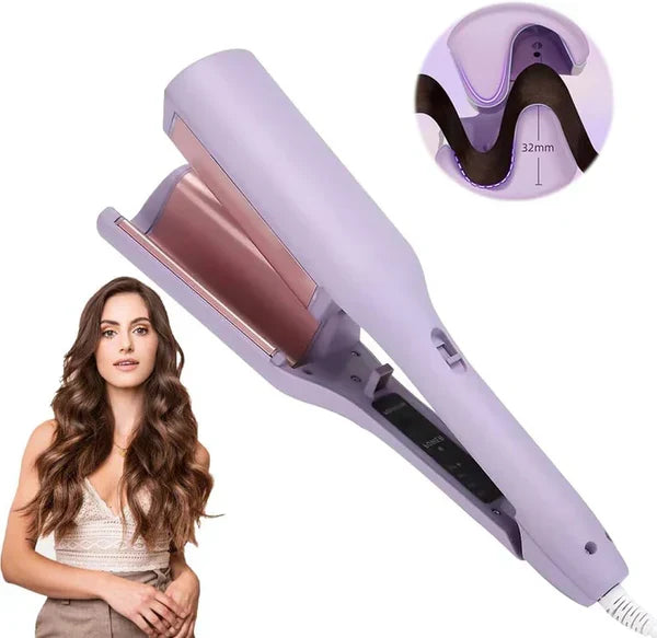 Kvinnors SilkCurl värmefri locktång i lila silke skapar eleganta, skonsamma lockar utan värme. Perfekt hårstyling.
