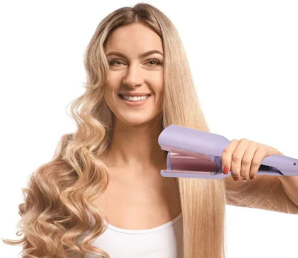 Detaljbild av Kvinnors SilkCurl värmefria locktång i mjukt silkesmaterial, för frizzfria, eleganta lockar.