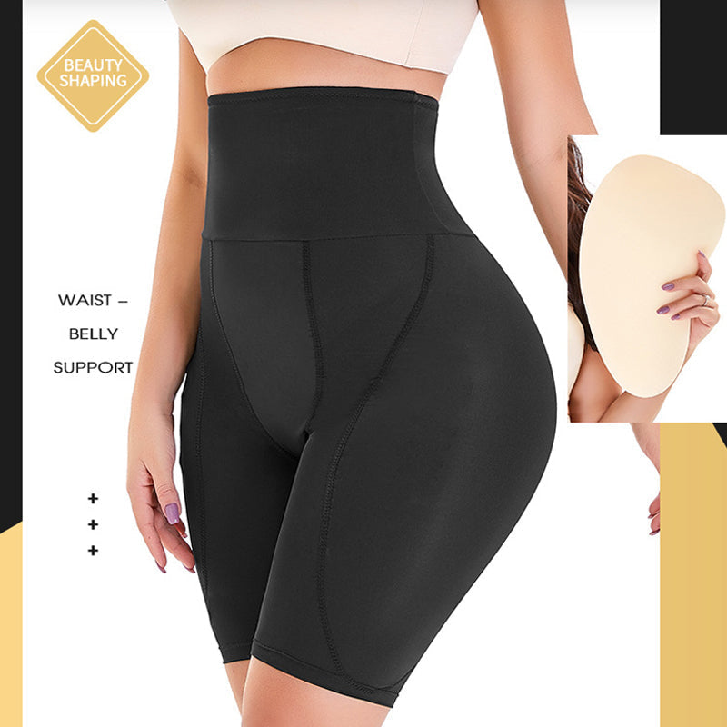 "Kvinnors svarta magformare byxor bakifrån, elegant design, polyester, formar och lyfter för kurvigare siluett."
