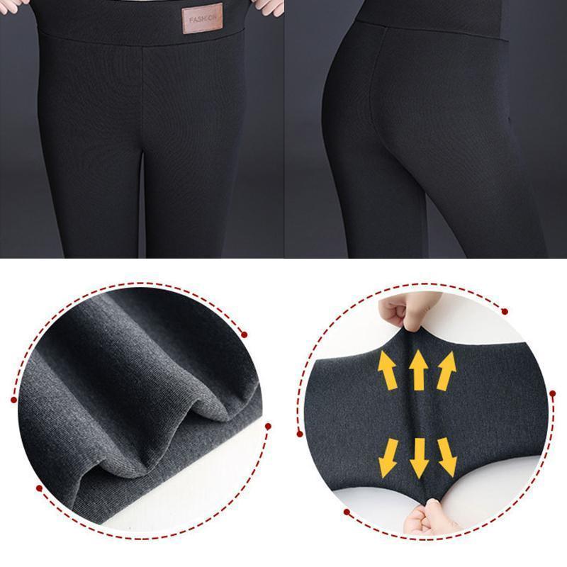 "Kvinnors vintertäta fleecefodrade leggings i grått eller svart, med elastisk passform och mjukt foder för optimal värme."