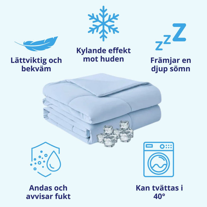 Lätt och svalt kyltäcke i resväv. Maskintvättbart hemtextil som ger skön sovkomfort under sommaren.