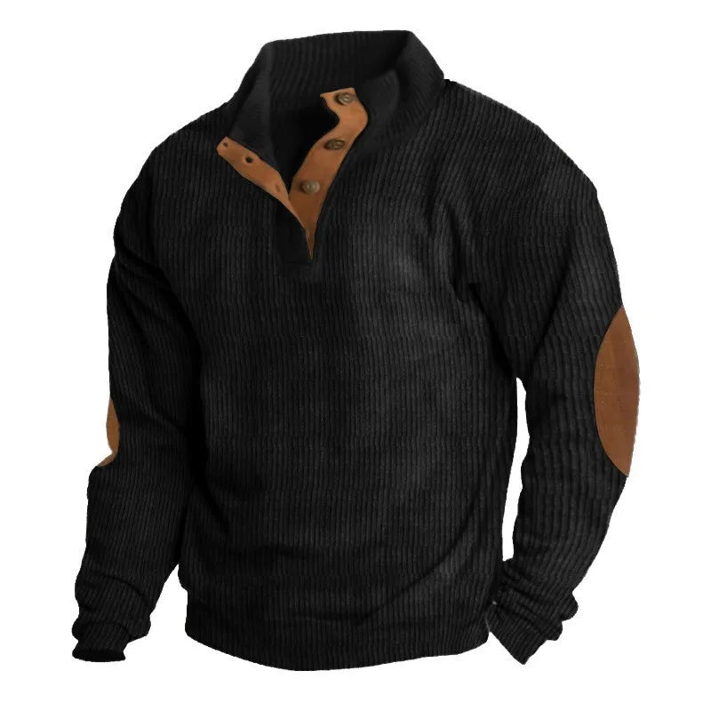 Trendig herrtröja med ståkrage, perfekt för en casual stil. Långärmad och bekväm för modernt herrmode.