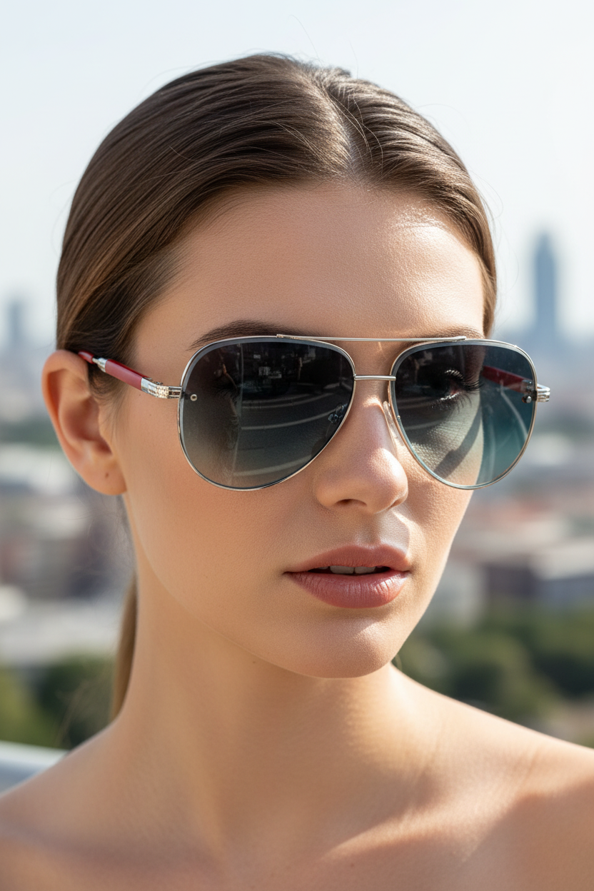 "Chelsea" dam aviator solglasögon, stilrena och lätta. Perfekta vardagsglasögon med UV400.