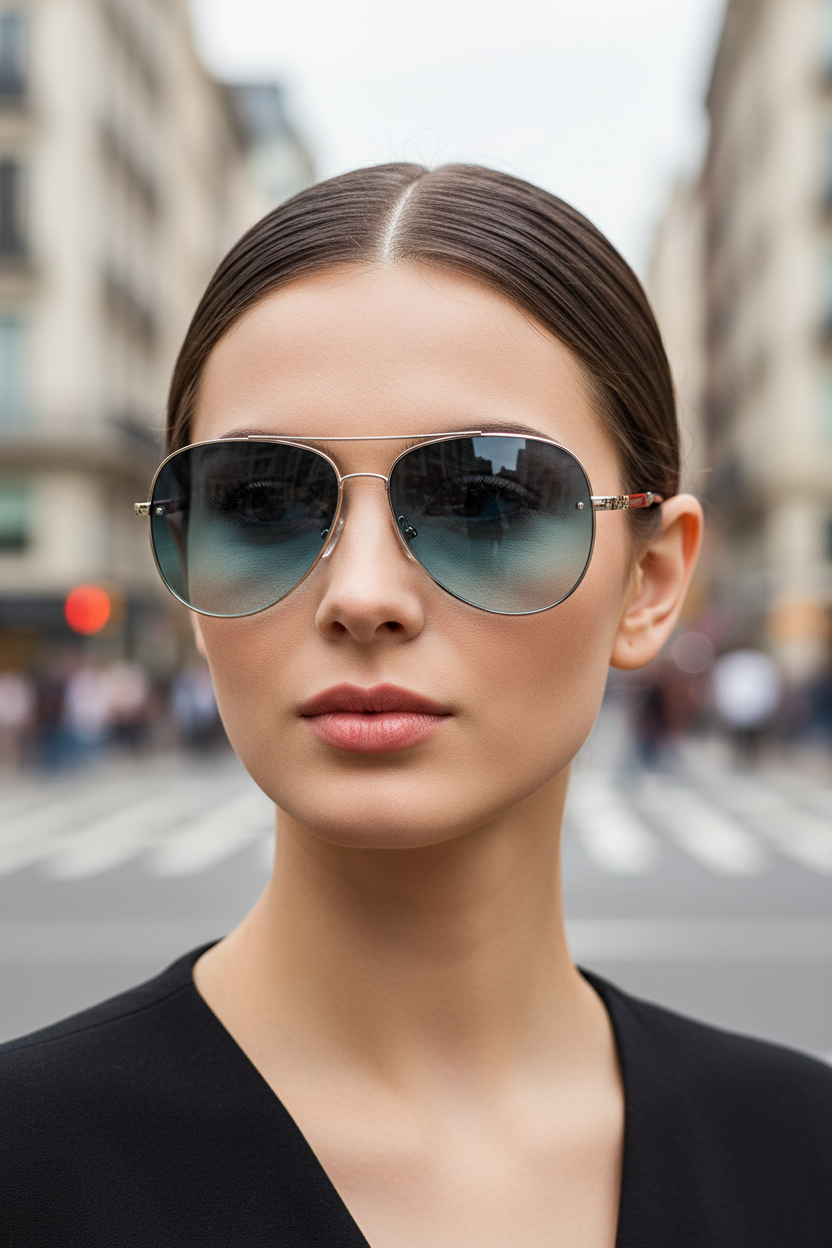 Eleganta dam aviator solglasögon med antireflex, UV400 skydd. En tidlös modeaccessoar.