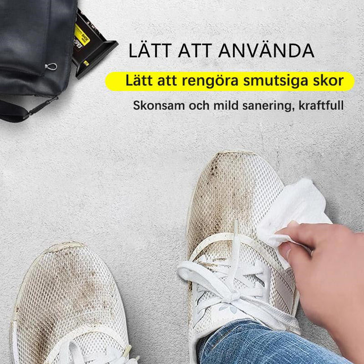 "La Fresh skovåtservetter för enkel rengöring av skor, vita och individuellt förpackade, praktiska att ta med."