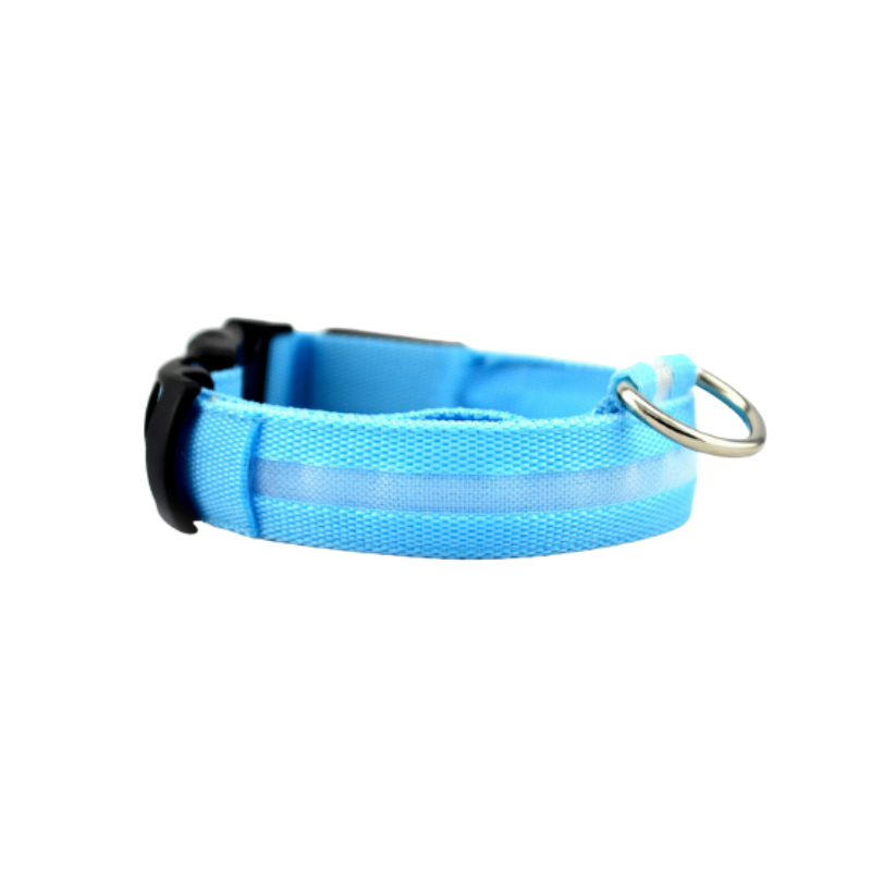 Laddningsbart LED-halsband för hundar och katter. Ökad synlighet och säkerhet under kvällspromenaden i mörker.