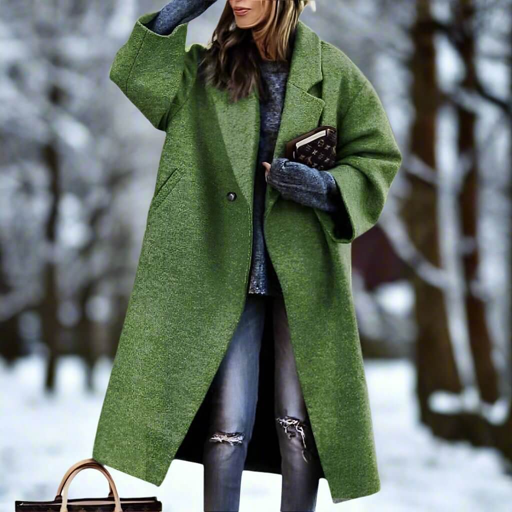 Lång Varm Ullkappa för Kvinnor | Milla Long Wool Coat i Förtrollande Färger