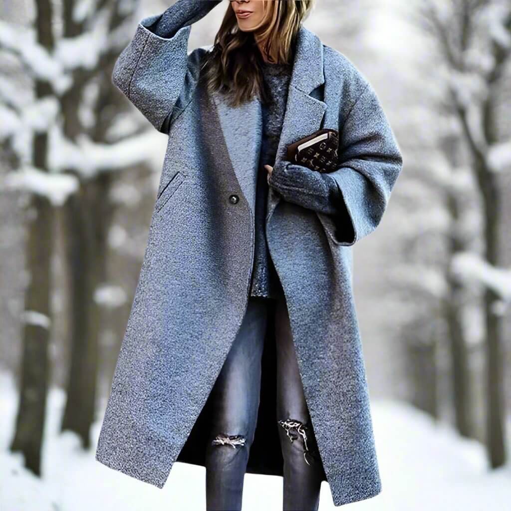 Lång Varm Ullkappa för Kvinnor | Milla Long Wool Coat i Förtrollande Färger