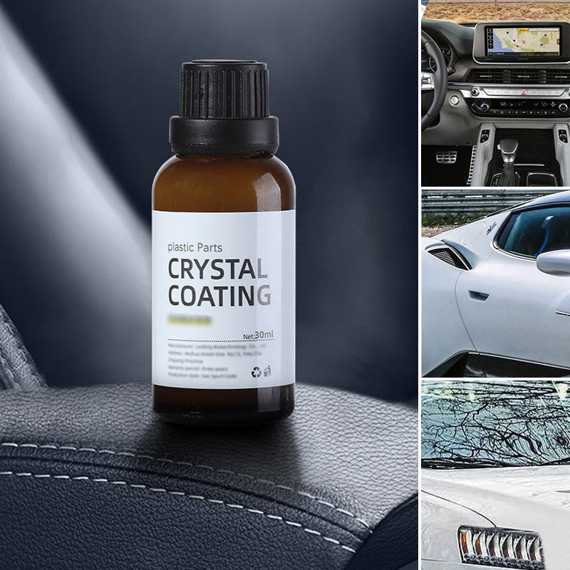 "Långverkande plastytmedel för bilskydd, blå flaska på reflekterande yta, 30ml. För interiör och exteriör användning."