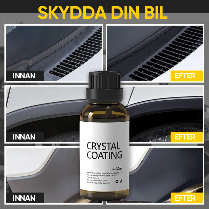 "Långverkande plastytmedel för bilskydd, blå flaska på reflekterande yta, 30ml. För interiör och exteriör användning."
