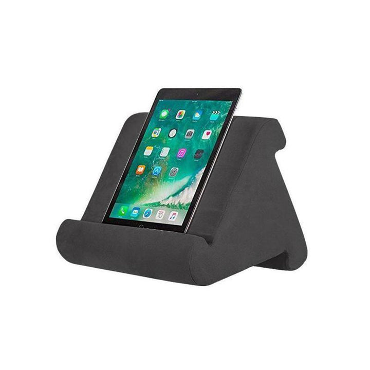 "Laptopkudde i mjukt skum, svart, med 3 justerbara visningsvinklar. Perfekt för surfplatta eller bok."