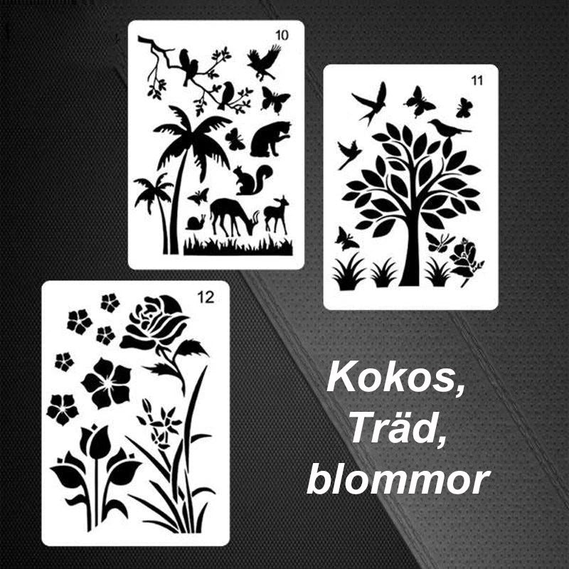 "Laserskurna stencilmallar 12 ark för kreativa projekt, eleganta och hållbara, idealiska för vuxna och barn."