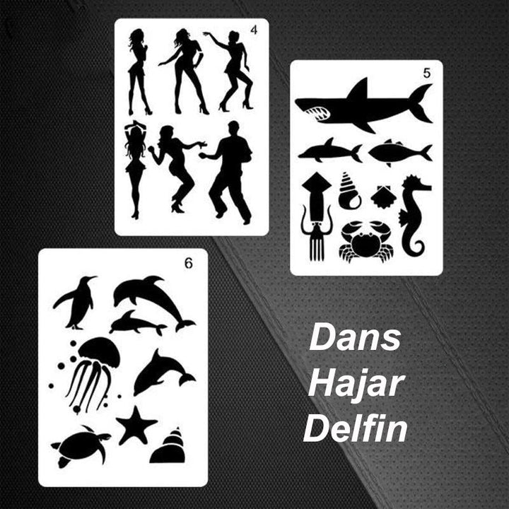 "Laserskurna stencilmallar 12 ark för kreativa projekt, eleganta och hållbara, idealiska för vuxna och barn."