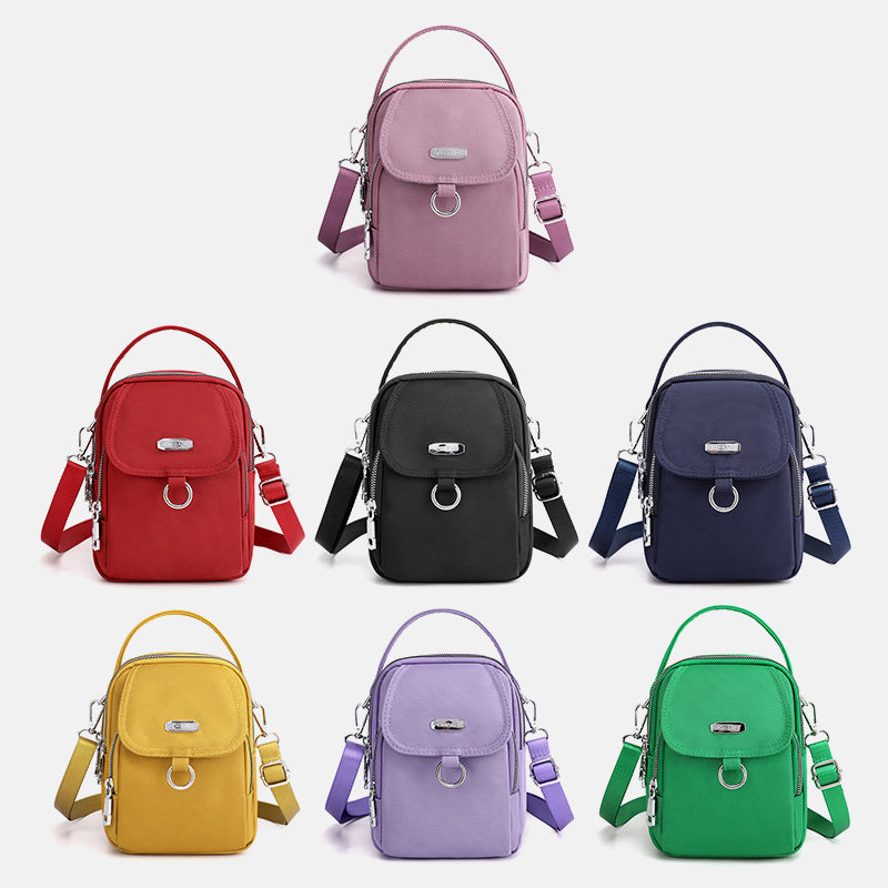 "Lätt vattentät unisex crossbody-väska i nylon med flera fickor, justerbar axelrem, kompakt och funktionell design"