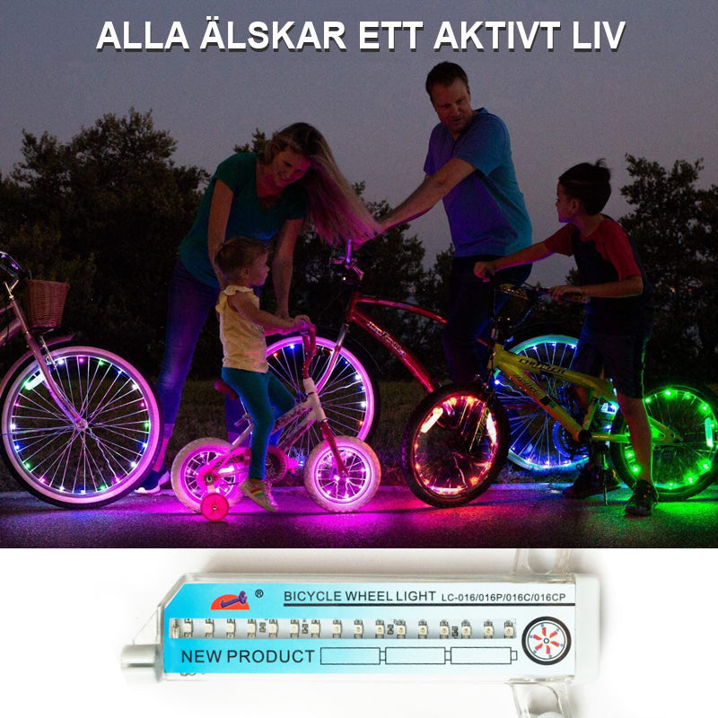 "LED-cykelljus 3D, elegant och säkert, cool ljuseffekt i mörker, enkel montering, vattentät, automatiskt på/av."
