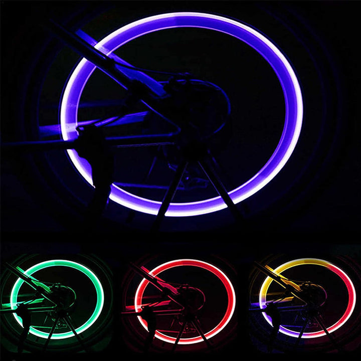 "LED däckljus för motorcykel, mångfärgat, med dubbelsensor, enkel installation, PVC hölje, natt synlighet."