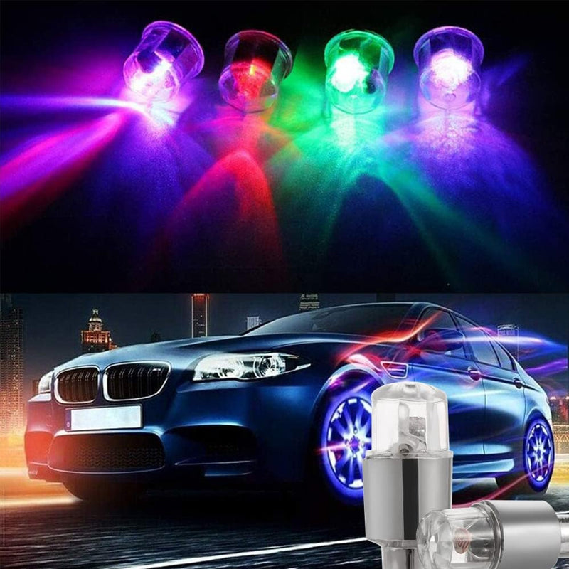 "LED däckljus för motorcykel, mångfärgat, med dubbelsensor, enkel installation, PVC hölje, natt synlighet."