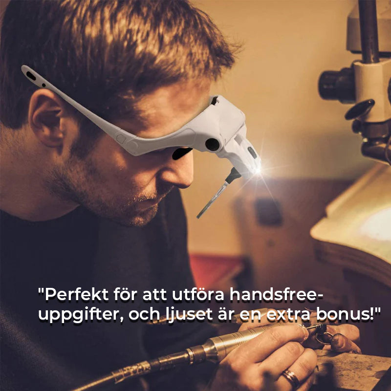 "LED-förstoringsglas för arbete med fem justerbara linser och starka LED-lampor, idealiskt för precisionsuppgifter."