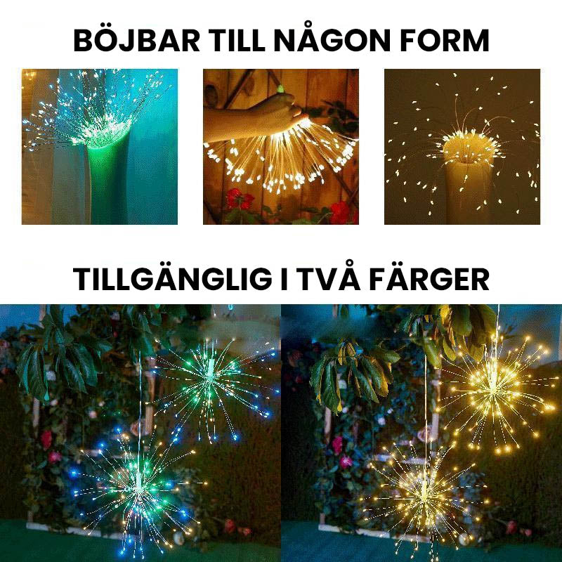 "LED fyrverkeri koppartrådslampor med fjärrkontroll, gnistrande ljus, inomhus- och utomhusdekoration, batteridriven"