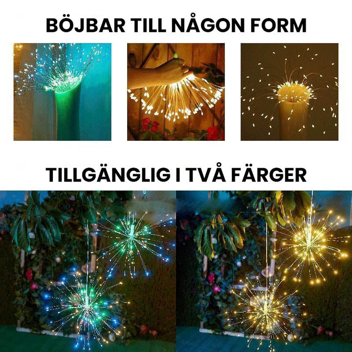 "LED fyrverkeri koppartrådslampor med fjärrkontroll, gnistrande ljus, inomhus- och utomhusdekoration, batteridriven"