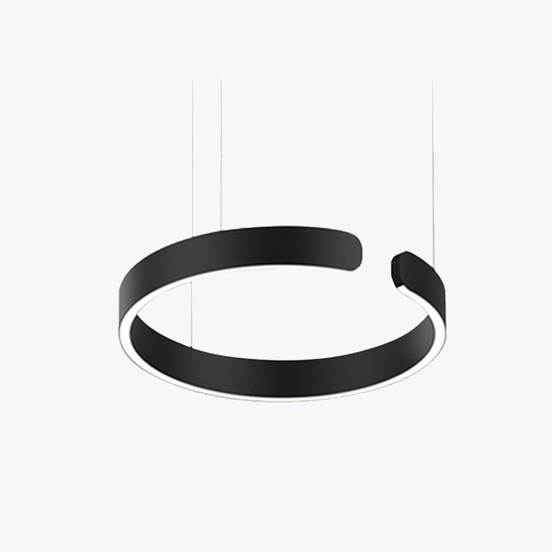 Guld LED hänglampa med dubbla ringar, energieffektiv modern belysning för hemmet.