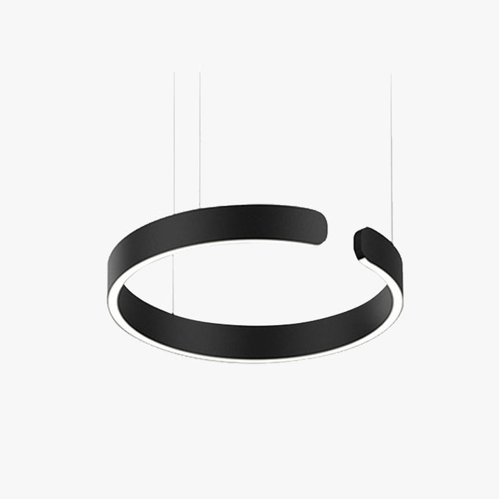 Guld LED hänglampa med dubbla ringar, energieffektiv modern belysning för hemmet.