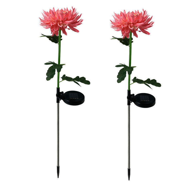 "LED krysantemum soldriven lampa, färgskiftande blomdesign, skapar magisk atmosfär, vattentät IP55 för utomhusbruk."