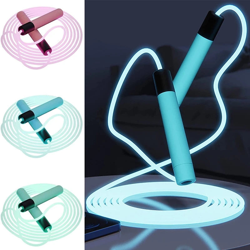 "LED-lysande hopprep med färgglada ljus och ergonomiska handtag, justerbar längd för både barn och vuxna"