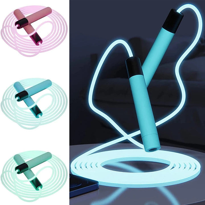 "LED-lysande hopprep med färgglada ljus och ergonomiska handtag, justerbar längd för både barn och vuxna"